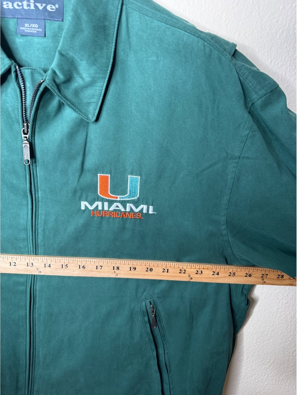 Active Miami Hurricanes Full Zip Jacket Men’s XL Green Embroidered Windbreaker - Picture 6 of 11
